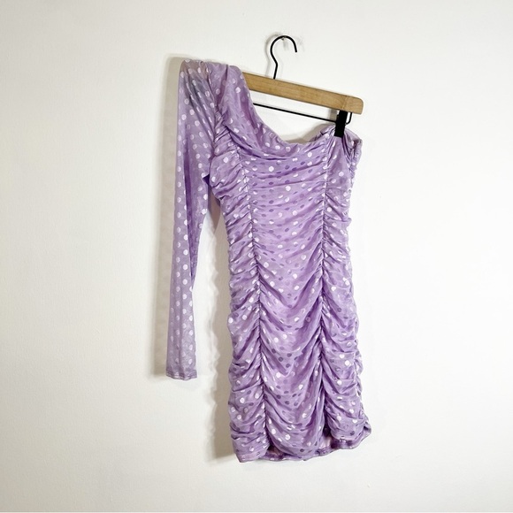 Majorelle Karissa One Shoulder Mini Dress Amethyst Purple Polka Dot Revolve - Picture 3 of 6